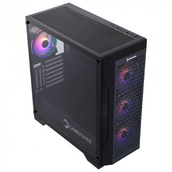 GamePower Savagis 650W 80+ Bronze ATX 4* ARGB Fan Temperli Cam Hub Siyah Gaming Kasa