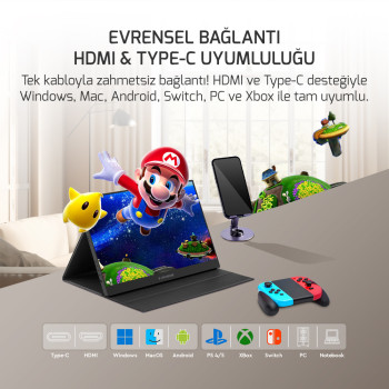 EZCOOL LITE E15 15,6’’ 60HZ FHD PORTABLE TAŞINABİLİR MONİTÖR (SIFIR ÖLÜ PİKSEL GARANTİLİ)